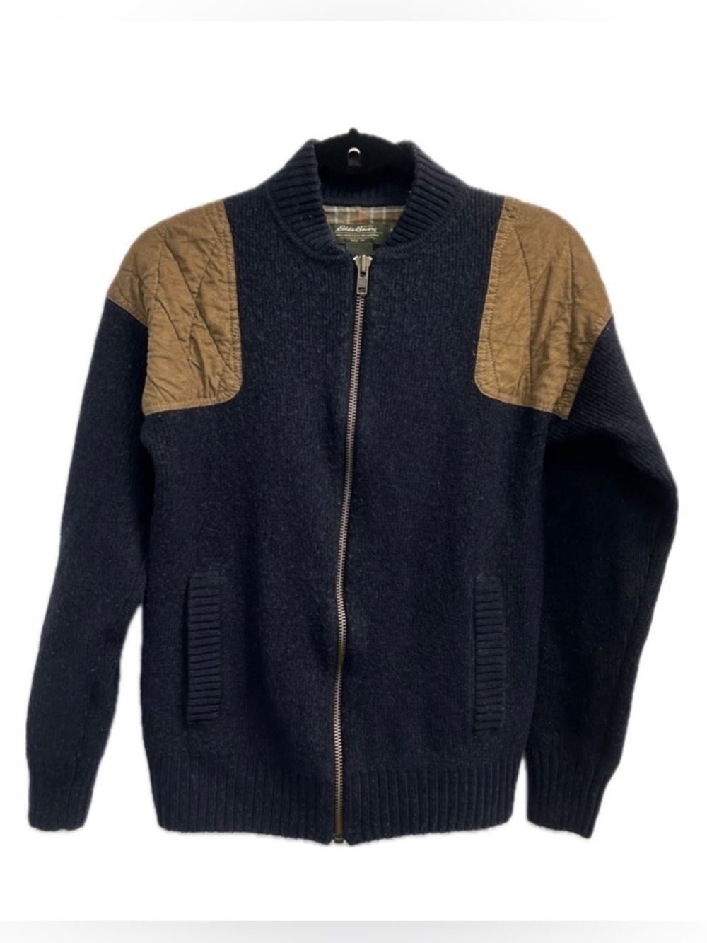Eddie Bauer Men’s Full Zip Merino Wool Navy Sportman Sweater Size M Fall…
